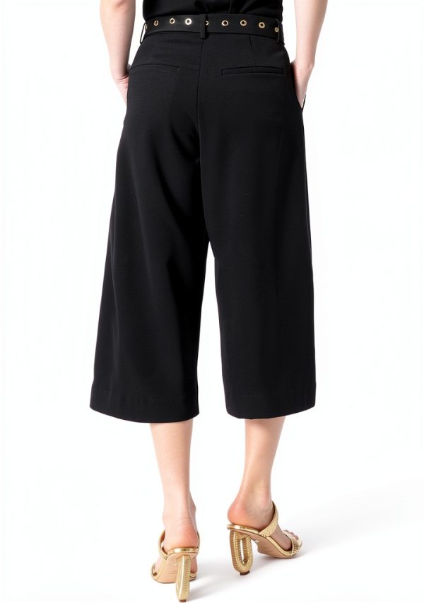 Dee Ocleppo Womens High Waist Belted Crop Pants Black-2