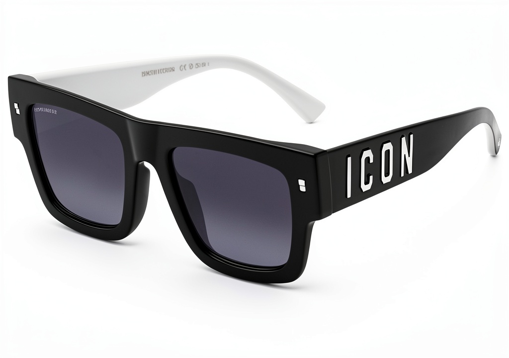 DSQUARED2 ICON SUNGLASSES FRAMES in black on a display stand