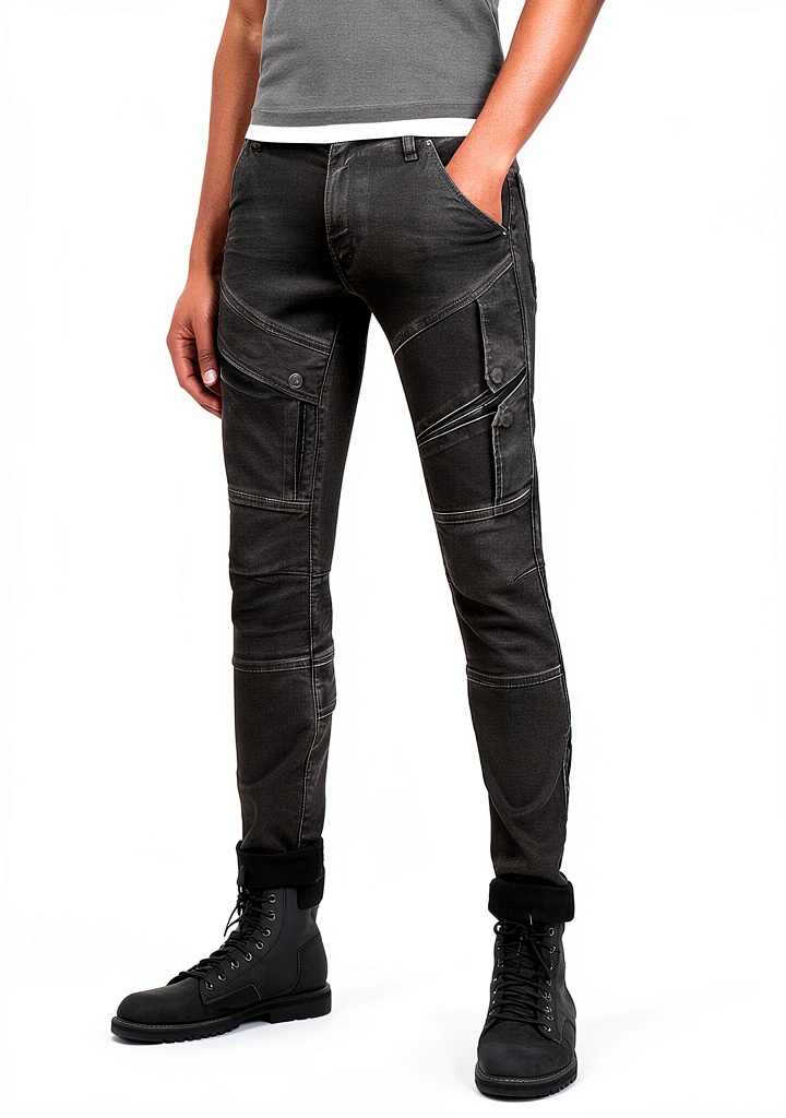 G-Star Raw Mens Jeans Skinny 3D Fit Stretch Utility Pockets showing articulated knee design and pocket placement