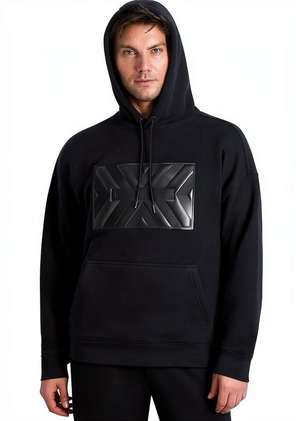Karl Lagerfeld Paris Hoodie Large Logo Patch Mens Black-1