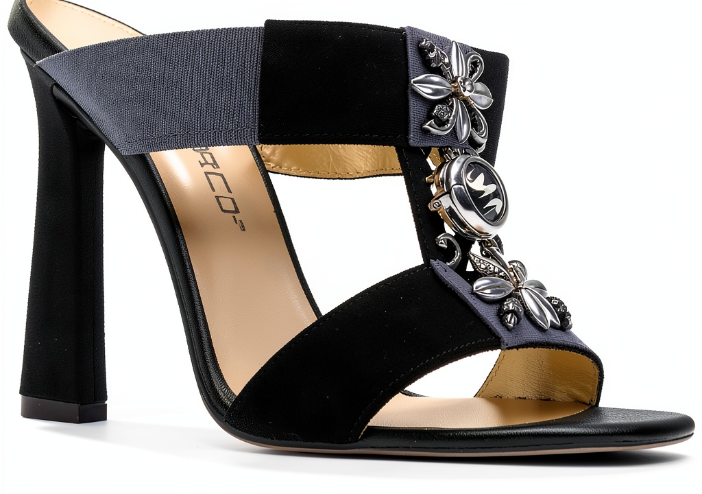 Dsquared black leather heels displayed on a sleek background