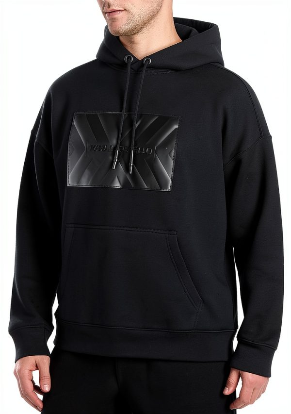 Karl Lagerfeld Paris Hoodie Large Logo Patch Mens Black-2