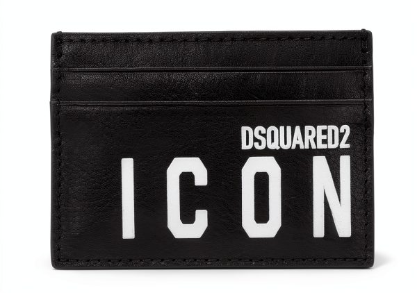 DSQUARED2 Black Faux Leather Bi Fold Wallet Adult-0