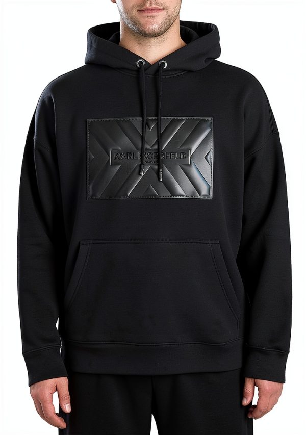 Karl Lagerfeld Paris Hoodie Large Logo Patch Mens Black-4