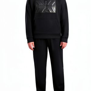 Karl Lagerfeld Paris Hoodie Large Logo Patch Mens Black-0