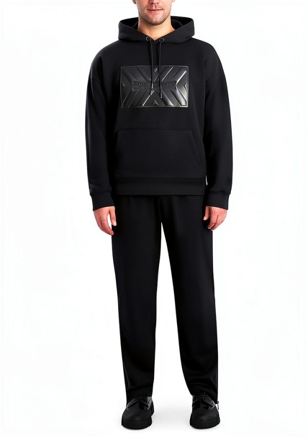 Karl Lagerfeld Paris Hoodie Large Logo Patch Mens Black-0