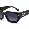 DSQUARED2 ICON Sunglasses Black Acetate Womens Eyewear-0
